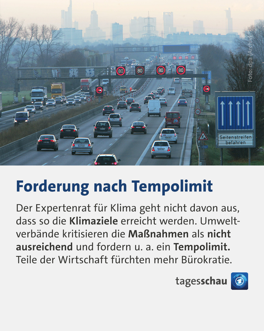 Bild von @tagesschau: Forderung nach Tempolimit