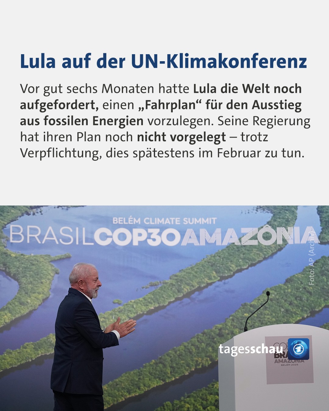 @tagesschau: Lula auf der UN-Klimakonferenz