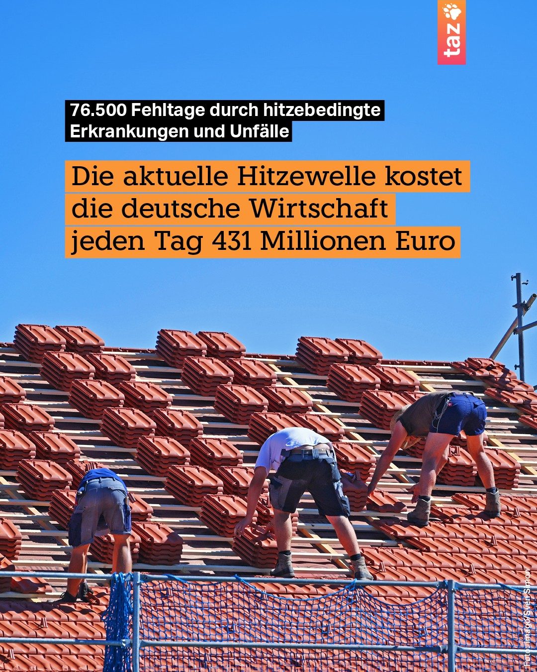 @klima.taz: Die aktuelle Hitzewelle kostet die deutsch Wirtschaft jeden Tag 431 Mio. Euro