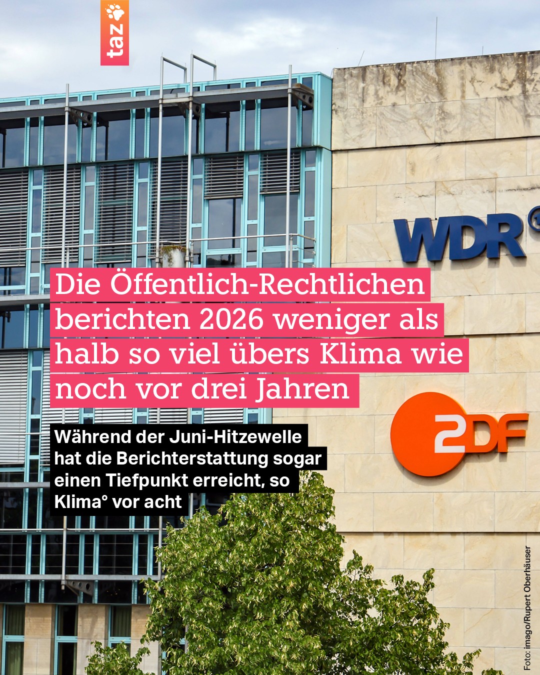 @klima.taz: Die Öffentlich-Rechtlichen berichten 2026 weniger als halb so viel übers Klima wie noch vor 3 Jahren.