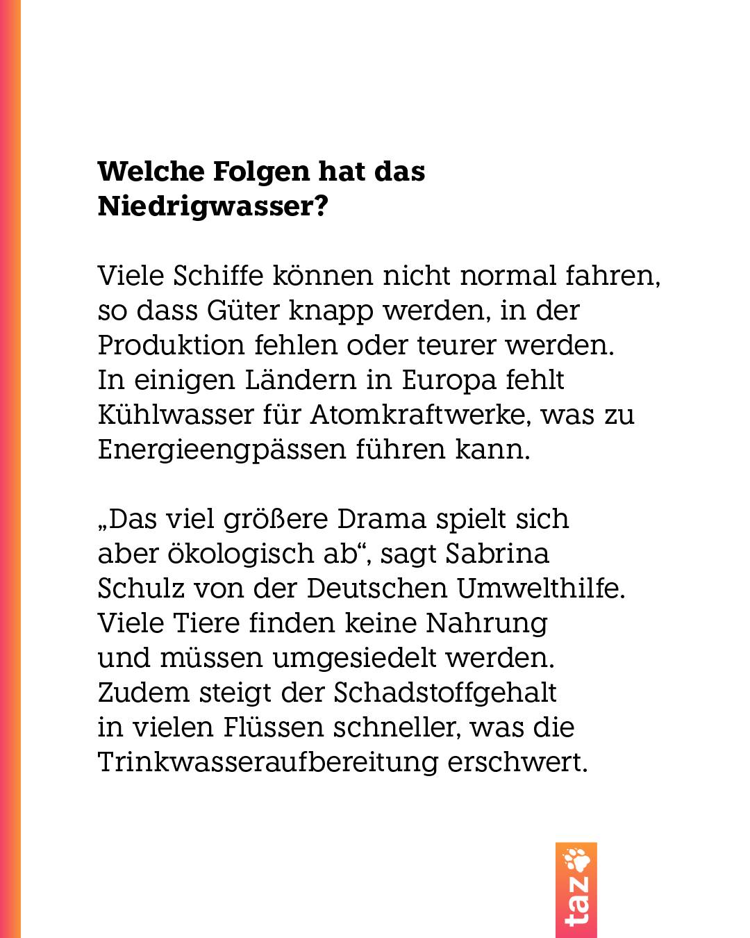 @klima.taz: Welche Folgen hat das Niedrigwasser