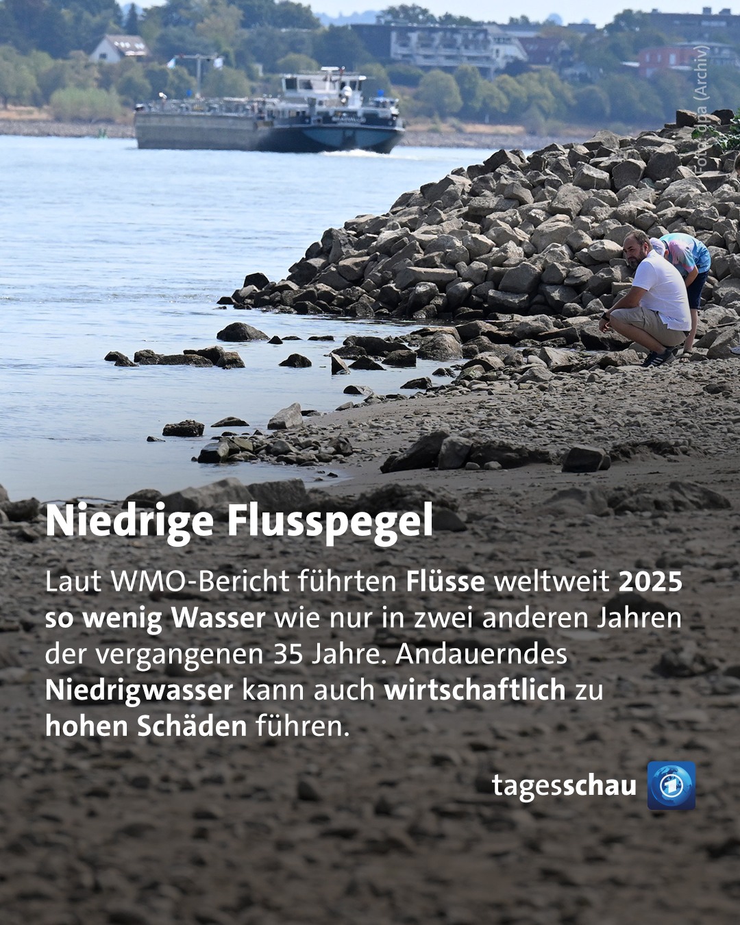 @tagesschau: Niedrige Flusspegel